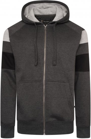 Kam Jeans 7069 Cut & Saw Zip Thru Hoody Charcoal - Sweatshirts & hoodies - Sweatshirt & Camisolas com Capuz tamanhos grandes