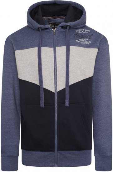 Kam Jeans 7070 Panelled Hoody with EMB Blue - Sweatshirts & hoodies - Sweatshirt & Camisolas com Capuz tamanhos grandes