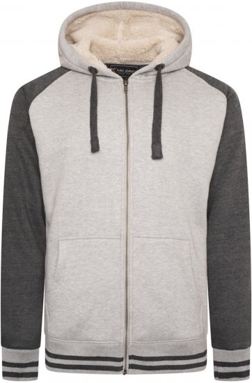 Kam Jeans 7075 Raglan Zip Thru Sherpa Hoodie Grey - Sweatshirts & hoodies - Sweatshirt & Camisolas com Capuz tamanhos grandes