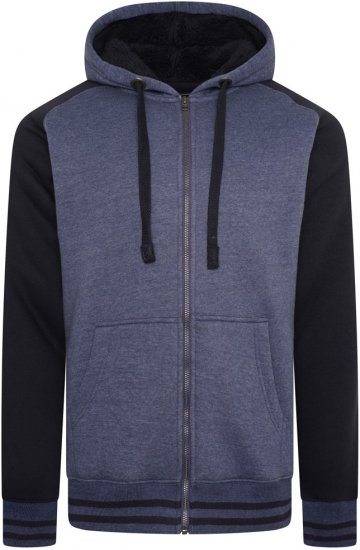 Kam Jeans 7075 Raglan Zip Thru Sherpa Hoodie Royal Blue - Sweatshirts & hoodies - Sweatshirt & Camisolas com Capuz tamanhos grandes