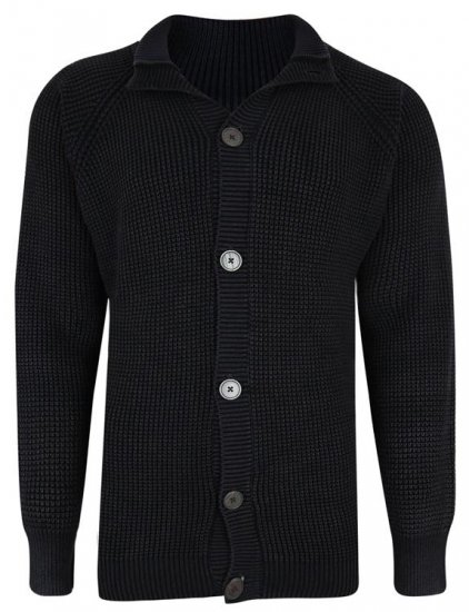 Kam Jeans 79 Washed Effect Knitted Black Cardigan - Sweatshirts & hoodies - Sweatshirt & Camisolas com Capuz tamanhos grandes