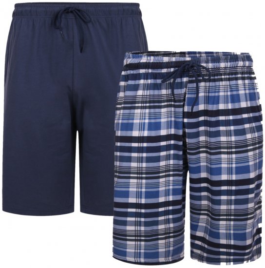 Kam Jeans 875 Lounge shorts Navy, Checked 2-pack - Roupa Interior & natação - Roupa interior Homem Tamanhos Grandes