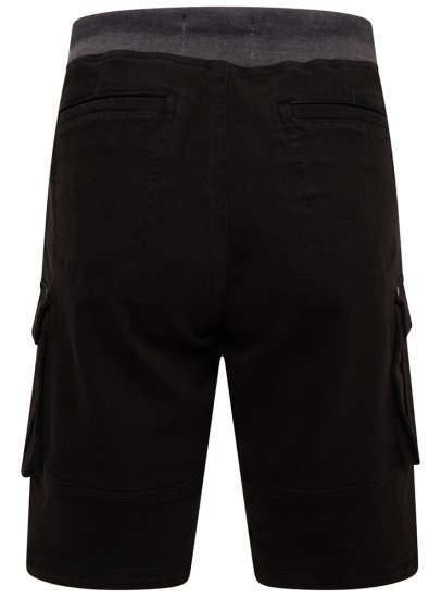 Kam Jeans Elvio Rib Waist Stretch Shorts Black - Calções - Calções Homem Tamanhos Grandes