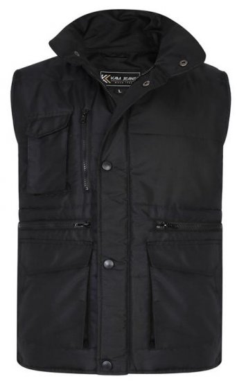 Kam Jeans KV115 Military Multi Pocket Vest Black - Casacos - Casacos Homem Tamanhos Grandes