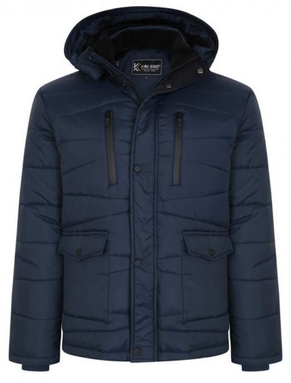 Kam Jeans KV119 Premium Lightweight Qulited Jacket Indigo - Casacos - Casacos Homem Tamanhos Grandes