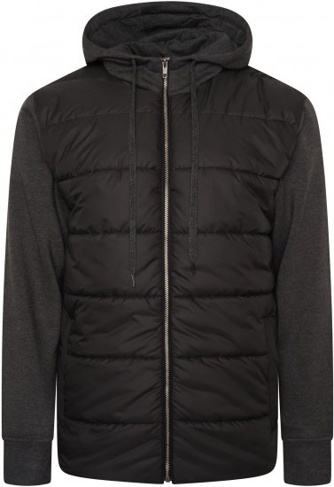 Kam Jeans KV135 Quilted Zip Thru Hoody with Padded Body & Jersey Sleeves Black TALL SIZES - ROUPAS DE HOMEM MT-6XLT - Tamanhos-Tall Homem