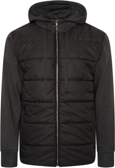 Kam Jeans KV135 Quilted Zip Thru Hoody with Padded Body & Jersey Sleeves Black - Sweatshirts & hoodies - Sweatshirt & Camisolas com Capuz tamanhos grandes