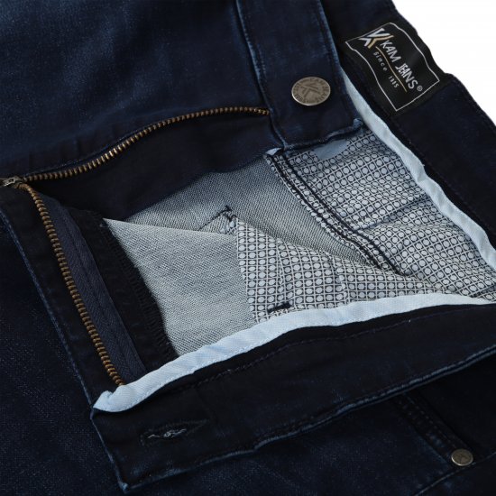 Kam Jeans Nunez Knitted Denim Stretch Fashion Jeans Dark Blue - Jeans & calças - Jeans & Calças Tamanhos Grandes Homem