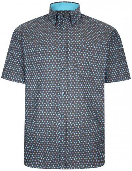 Kam Jeans P010 Premium Short sleeve Shirt Charcoal - Camisas - Camisas Homem Tamanhos Grandes