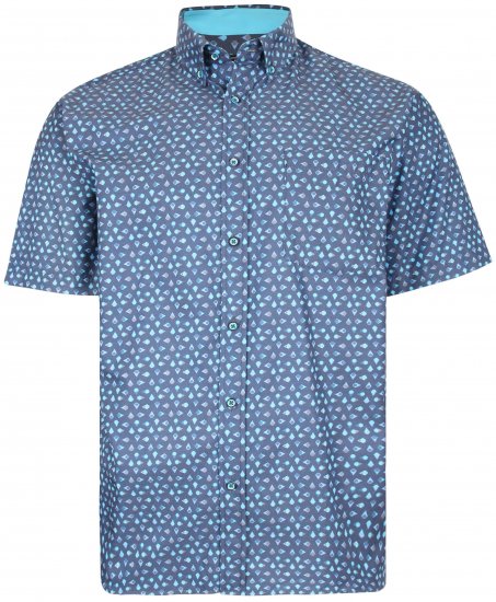 Kam Jeans P010 Premium Short sleeve Shirt Indigo - Camisas - Camisas Homem Tamanhos Grandes