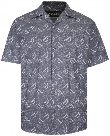 Kam Jeans P011 Premium Short sleeve Shirt Charcoal - Camisas - Camisas Homem Tamanhos Grandes