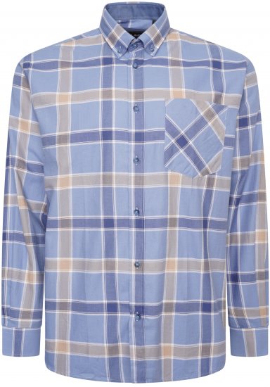 Kam Jeans P038 LS Premium Cotton Check Shirt Denim - Camisas - Camisas Homem Tamanhos Grandes