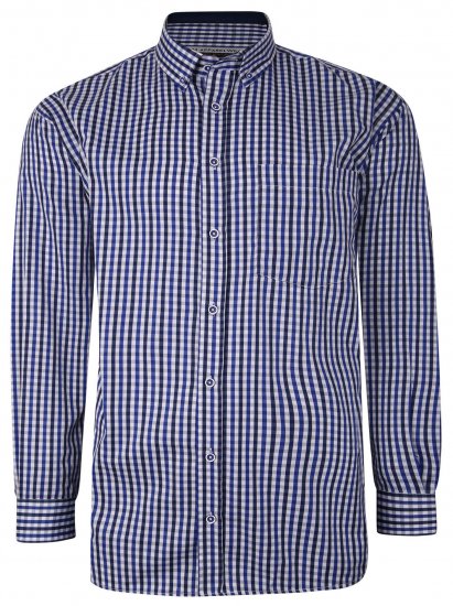 Kam Jeans P640 Premium Gingham Check Shirt LS Navy - Camisas - Camisas Homem Tamanhos Grandes