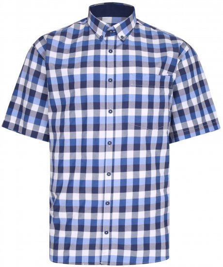 Kam Jeans 642 Premium Short Sleeve Shirt Blue - Camisas - Camisas Homem Tamanhos Grandes