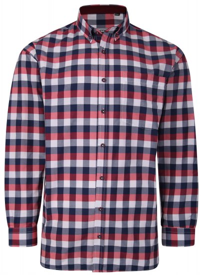 Kam Jeans P642 Premium Large Check Shirt LS Red - Camisas - Camisas Homem Tamanhos Grandes