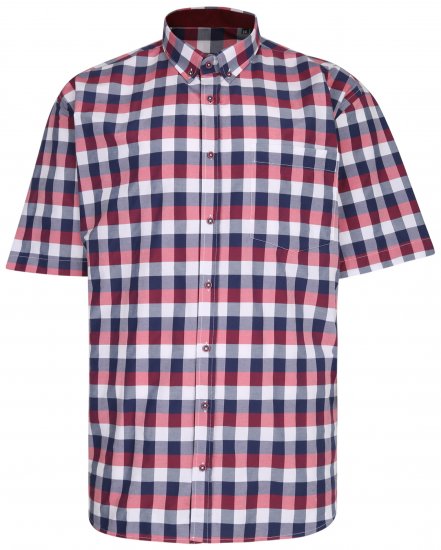 Kam Jeans 642 Premium Short Sleeve Shirt Red - Camisas - Camisas Homem Tamanhos Grandes