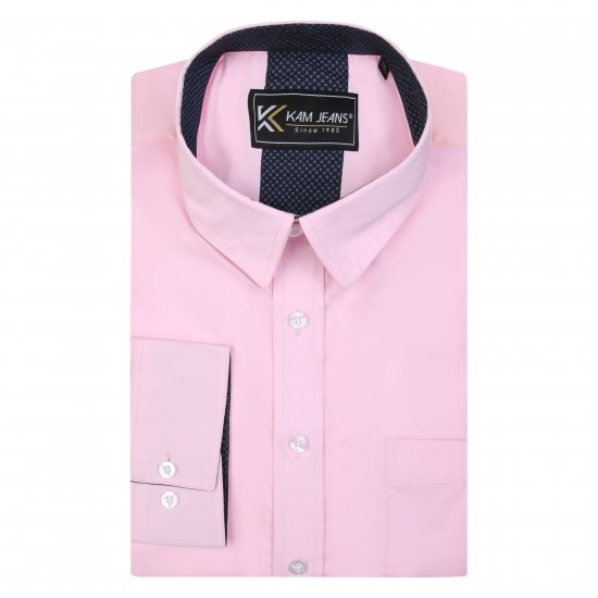 Kam Jeans P684 Premium Stretch Shirt Pink - Camisas - Camisas Homem Tamanhos Grandes