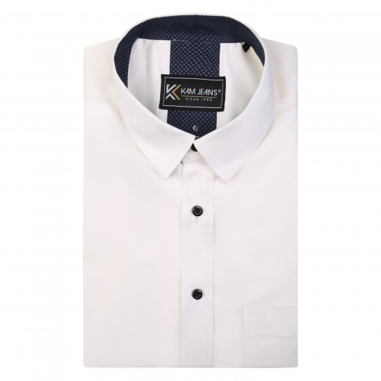 Kam Jeans P684 Premium Stretch Shirt White - Camisas - Camisas Homem Tamanhos Grandes