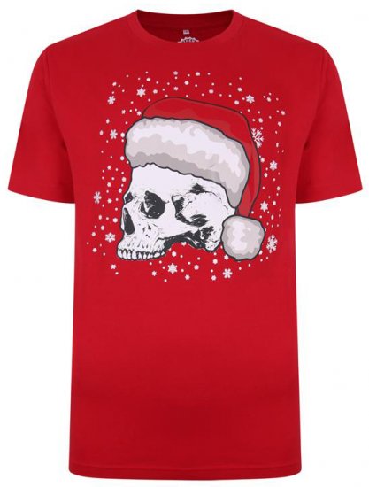 Kam Jeans X008 Santa Skull Print T-Shirt Red - T-shirts - T-shirts Homem Tamanhos Grandes