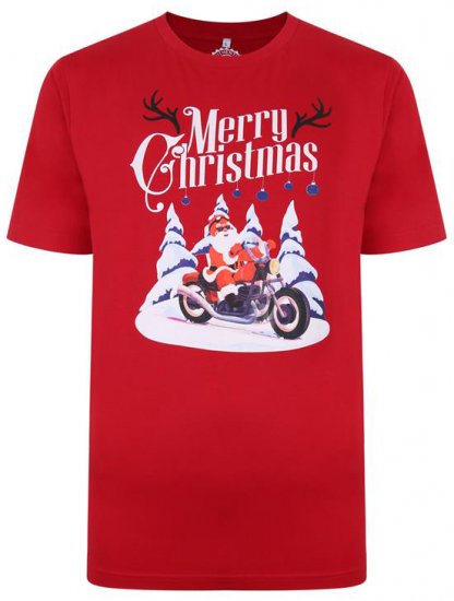 Kam Jeans X009 Santa Biker Print T-Shirt Red - T-shirts - T-shirts Homem Tamanhos Grandes