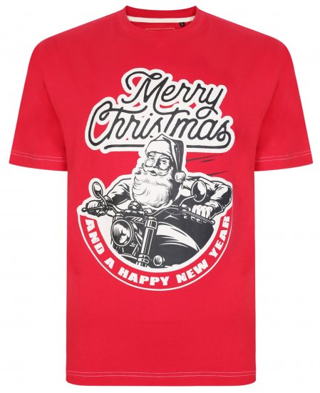 Kam Jeans X016 Santa Biker Print Tee Red - T-shirts - T-shirts Homem Tamanhos Grandes