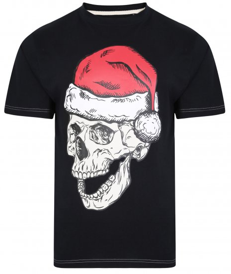 Kam Jeans X017 Santa Skull Print Tee Black - T-shirts - T-shirts Homem Tamanhos Grandes