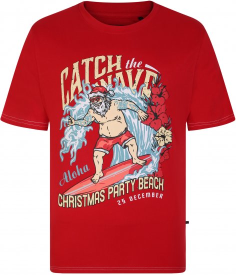 KBS X020 Catch The Waves Xmas Print T-Shirt Red - T-shirts - T-shirts Homem Tamanhos Grandes