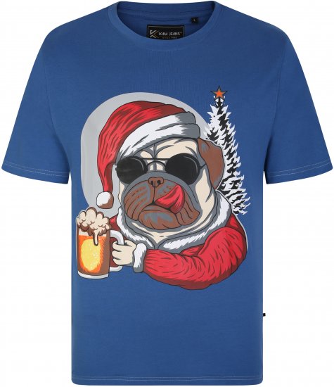 KBS X021 Dog Beer Print T-Shirt Blue - T-shirts - T-shirts Homem Tamanhos Grandes