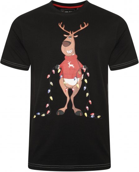Kam Jeans X028 Rudolph Print T-Shirt Black - T-shirts - T-shirts Homem Tamanhos Grandes