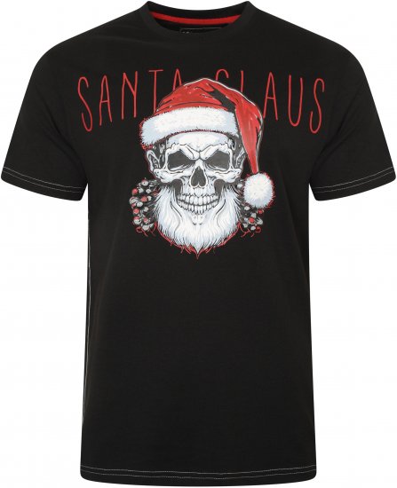 Kam Jeans X029 Santa Claus Skull Print T-Shirt Black - T-shirts - T-shirts Homem Tamanhos Grandes