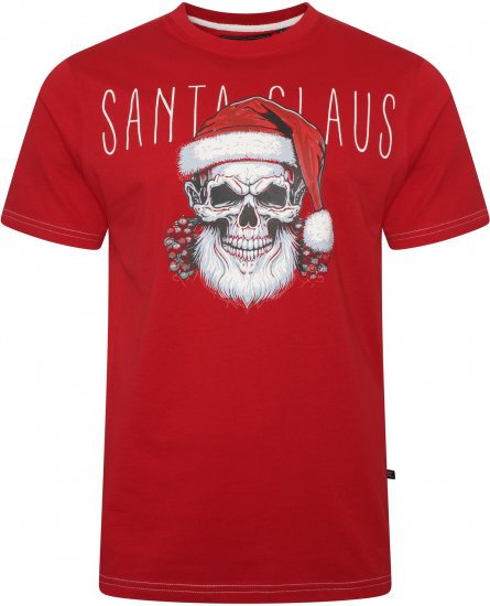 Kam Jeans X029 Santa Claus Skull Print T-Shirt Red - T-shirts - T-shirts Homem Tamanhos Grandes