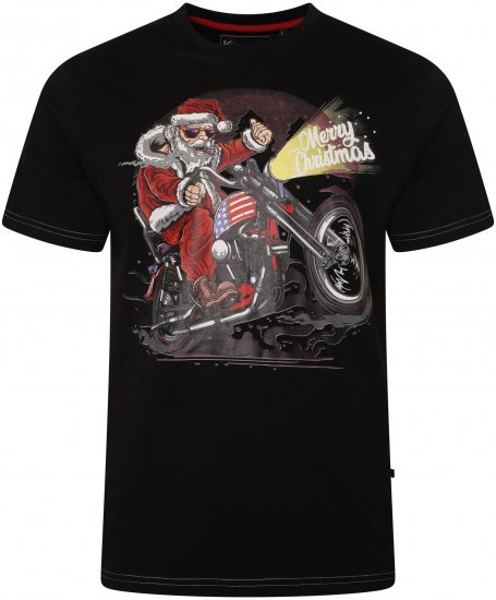 Kam Jeans X030 Santa Biker Print T-Shirt Black - T-shirts - T-shirts Homem Tamanhos Grandes