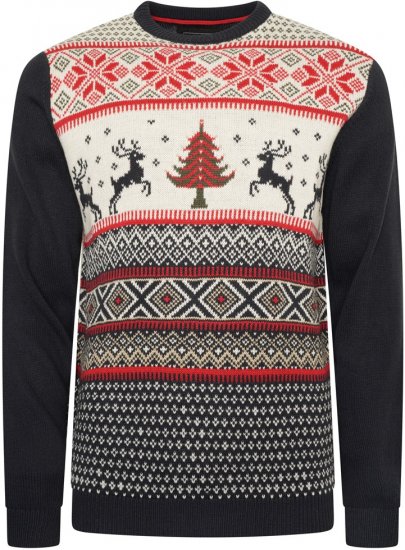 Kam Jeans X031 Reindeer Xmas Sweatshirt Navy - Sweatshirts & hoodies - Sweatshirt & Camisolas com Capuz tamanhos grandes