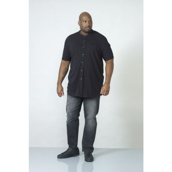 D555 Archer Collarless Shirt Black - Camisas - Camisas Homem Tamanhos Grandes