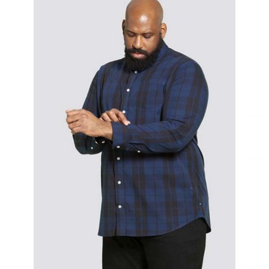 D555 Davenport Long Sleeve Shirt Navy - Camisas - Camisas Homem Tamanhos Grandes