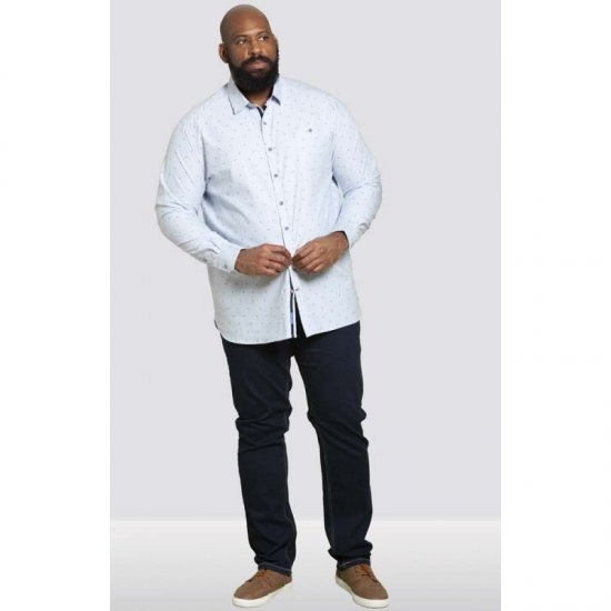 D555 Addington Printed Oxford Shirt Blue - Camisas - Camisas Homem Tamanhos Grandes