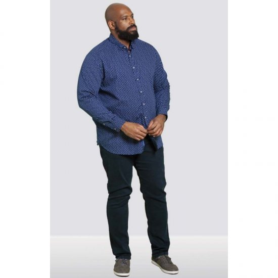 D555 Bainton Long Sleeve Shirt Navy - Camisas - Camisas Homem Tamanhos Grandes