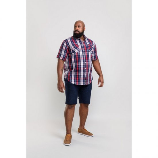 D555 Terell Shirt Navy/Red - Camisas - Camisas Homem Tamanhos Grandes
