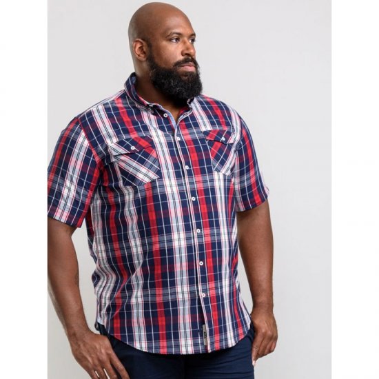 D555 Terell Shirt Navy/Red - Camisas - Camisas Homem Tamanhos Grandes