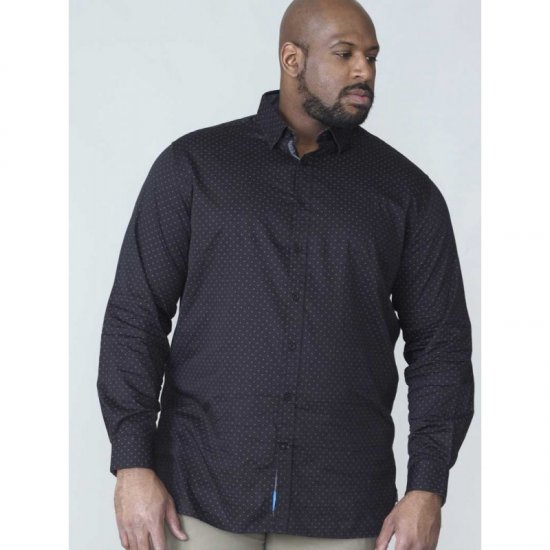 D555 Jahine Long Sleeve Printed Shirt Black - Camisas - Camisas Homem Tamanhos Grandes
