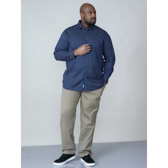 D555 Lavar Long Sleeve Diamond Printed Shirt - Camisas - Camisas Homem Tamanhos Grandes