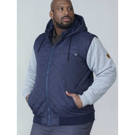 D555 Willie Hooded Quilted Jacket with Fleece sleeves - Casacos - Casacos Homem Tamanhos Grandes