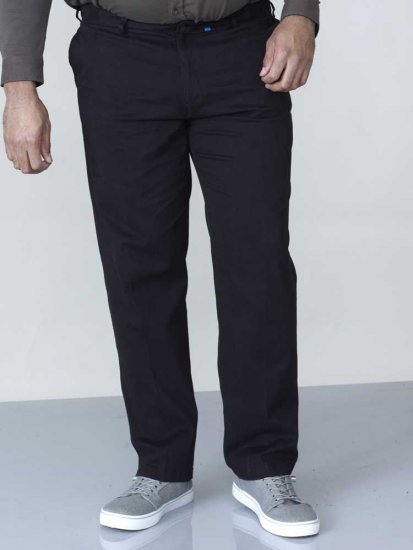 D555 Bruno Stretch Chino pants with Extenda Waist Black - Jeans & calças - Jeans & Calças Tamanhos Grandes Homem