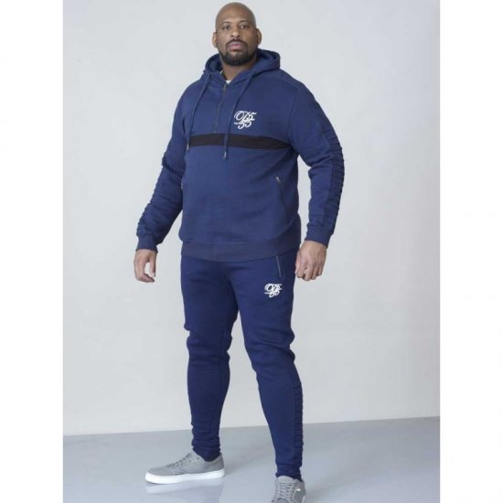 D555 Sergio Half Zip Hoodie Navy - Sweatshirts & hoodies - Sweatshirt & Camisolas com Capuz tamanhos grandes