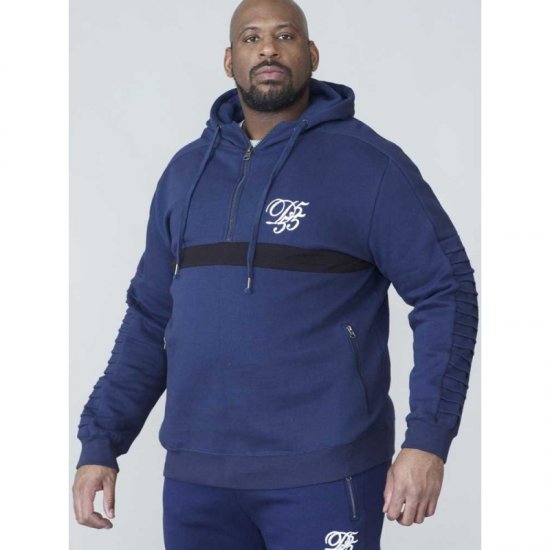 D555 Sergio Half Zip Hoodie Navy - Sweatshirts & hoodies - Sweatshirt & Camisolas com Capuz tamanhos grandes