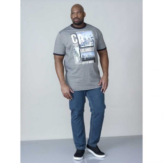 D555 Howie Fine Stripe T-shirt Grey - T-shirts - T-shirts Homem Tamanhos Grandes