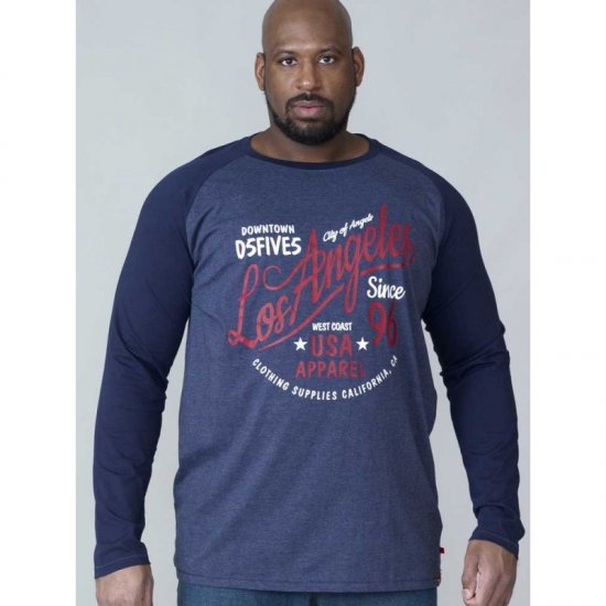 D555 Neill Long Sleeve T-shirt Navy - T-shirts - T-shirts Homem Tamanhos Grandes