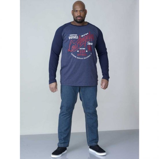 D555 Neill Long Sleeve T-shirt Navy - T-shirts - T-shirts Homem Tamanhos Grandes
