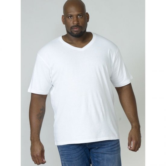 D555 Signature V-neck T-shirt White - T-shirts - T-shirts Homem Tamanhos Grandes