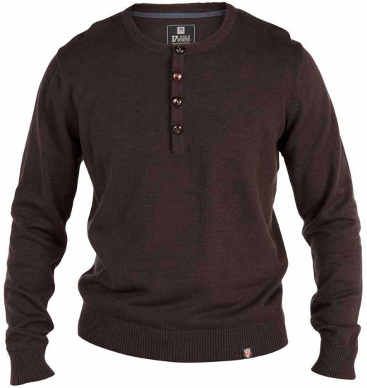 D555 Grandad Knitted Sweater Brown - Sweatshirts & hoodies - Sweatshirt & Camisolas com Capuz tamanhos grandes